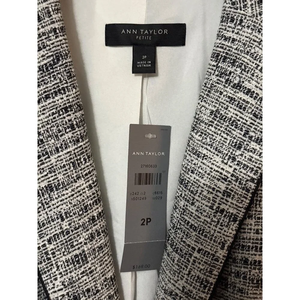 NWT Ann Taylor 2P tweed blazer peplum waist preppy business old money academia - Picture 2 of 6